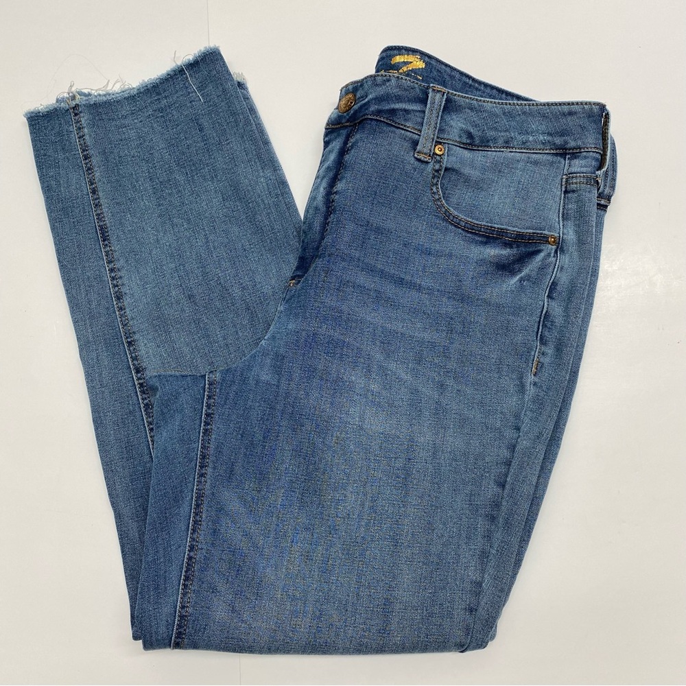 Seven7 Weekend Slim Fit Raw Edge Hem Medium Wash Denim Jeans Sz 16 W